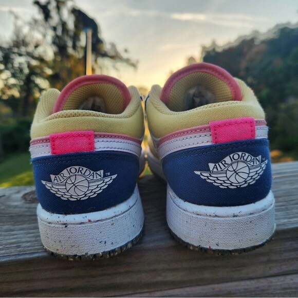 Nike Air Jordan Low SE Big Girls Size 4Y Multicolor Pink Canva Sneakers Shoes - Picture 4 of 16